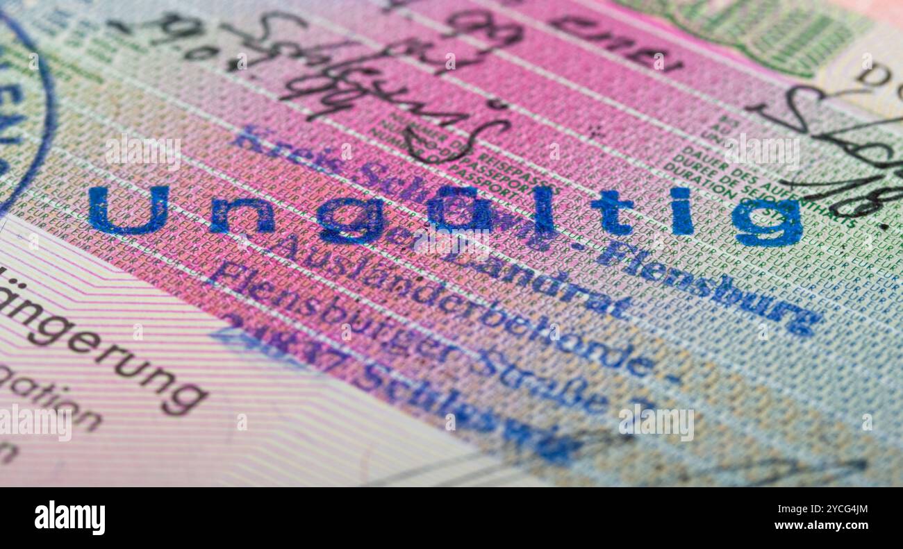 Visa Schengen dans le passeport. Fragment Banque D'Images
