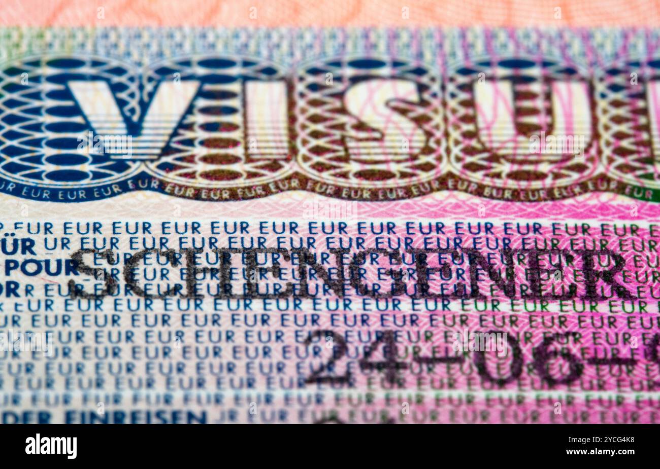 Visa Schengen dans le passeport Banque D'Images
