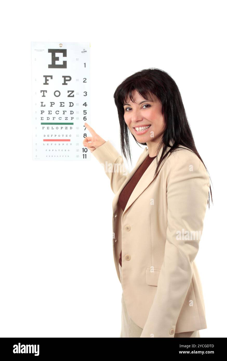 Tableau de pointage de l'optométriste femelle Banque D'Images