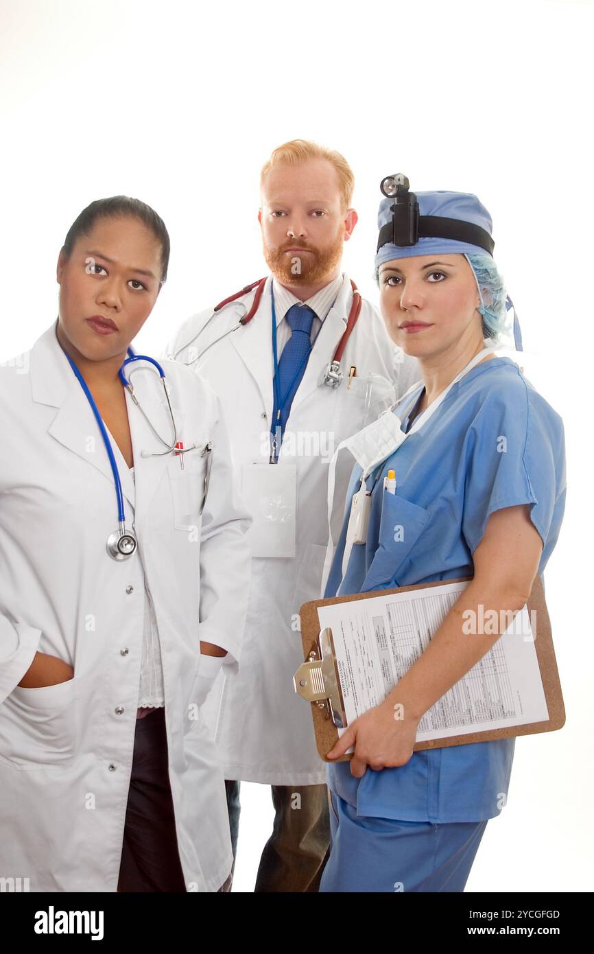 Trois professionnels de la santé Banque D'Images