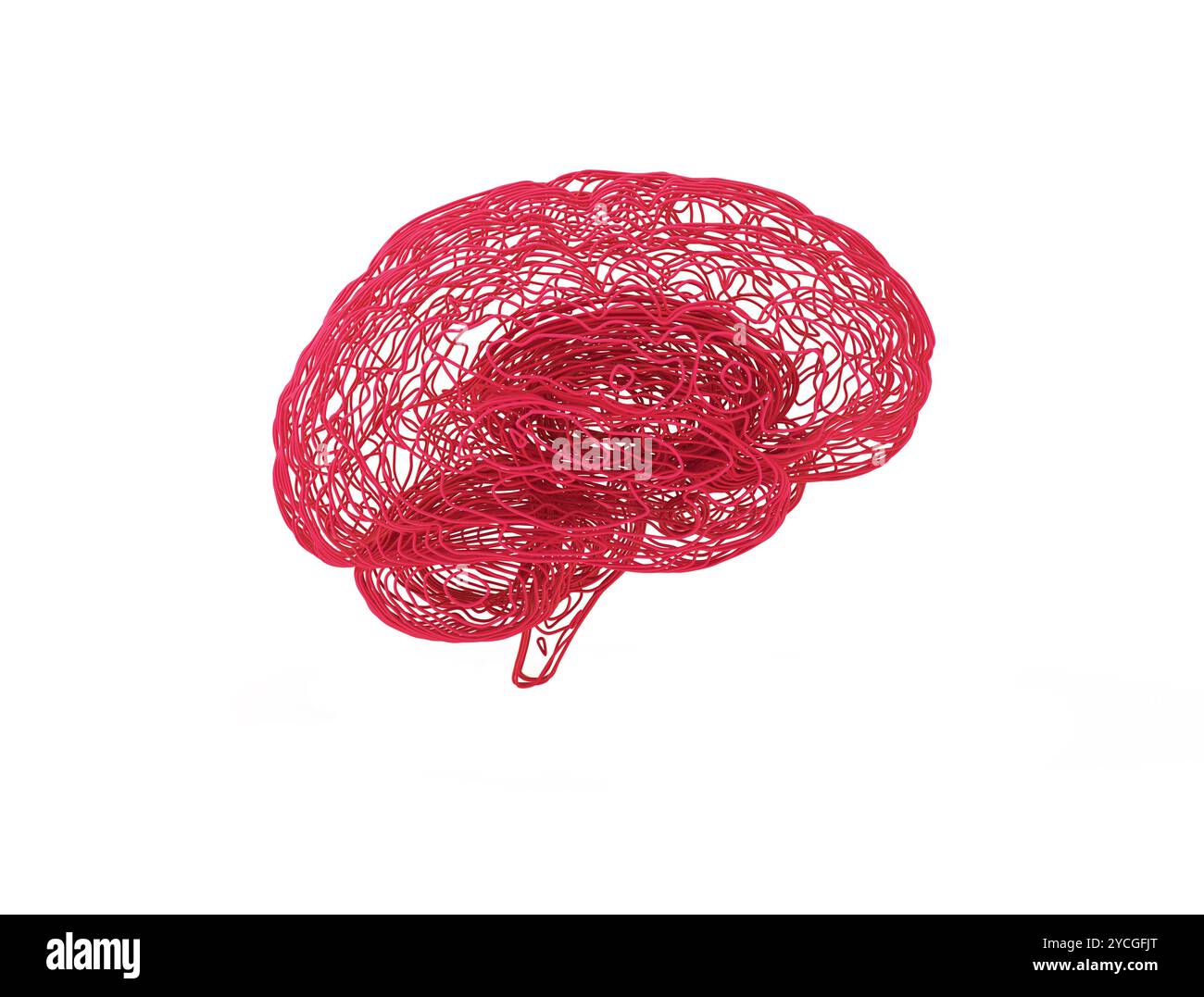 Fils connectés au cerveau humain abstrait, illustration de rendu 3D. Banque D'Images