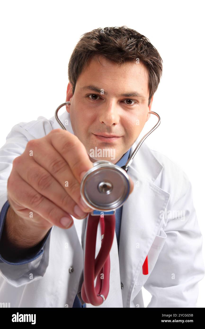 Examen médical checkup - doctor with stethoscope Banque D'Images