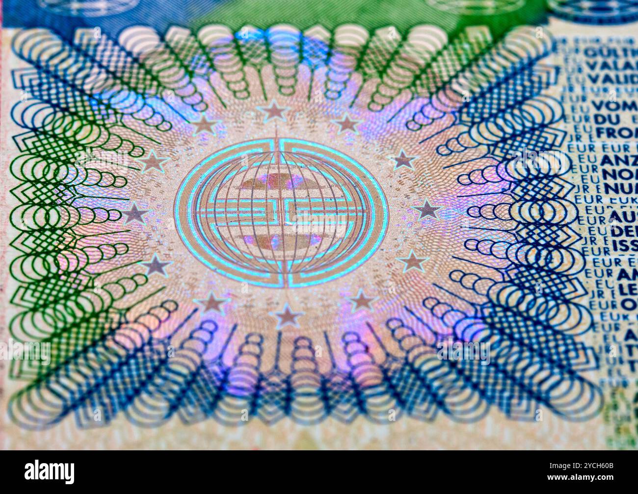 Visa Schengen dans le passeport. Fragment Banque D'Images