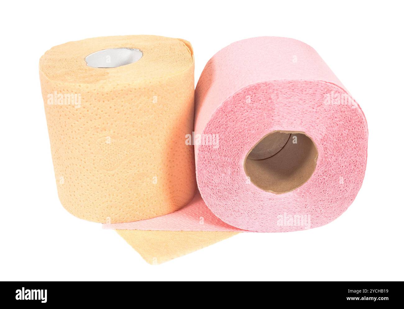 Rouleaux de papier toilette isolé sur fond blanc Banque D'Images