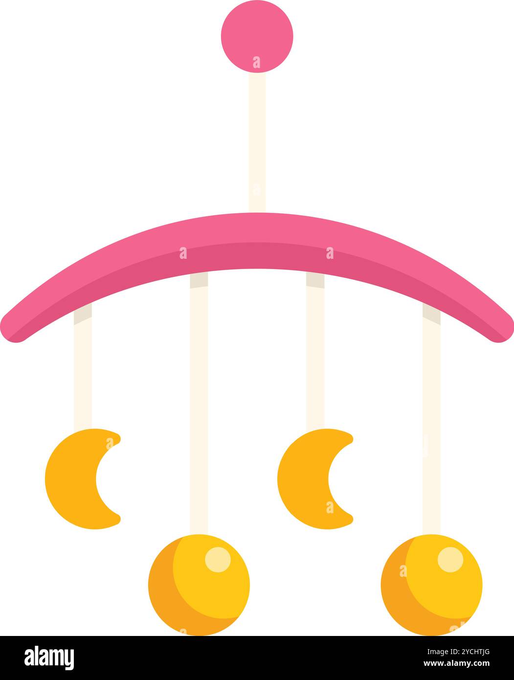 Mobile bébé avec lune suspendue et étoiles est parfait pour décorer la chambre d'un nouveau-né Illustration de Vecteur