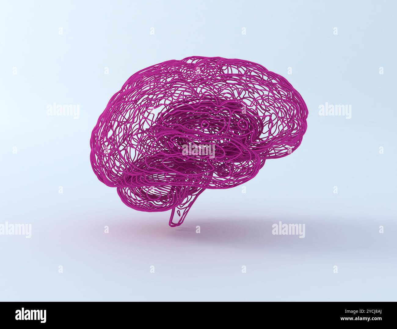 Fils connectés au cerveau humain abstrait, illustration de rendu 3D. Banque D'Images