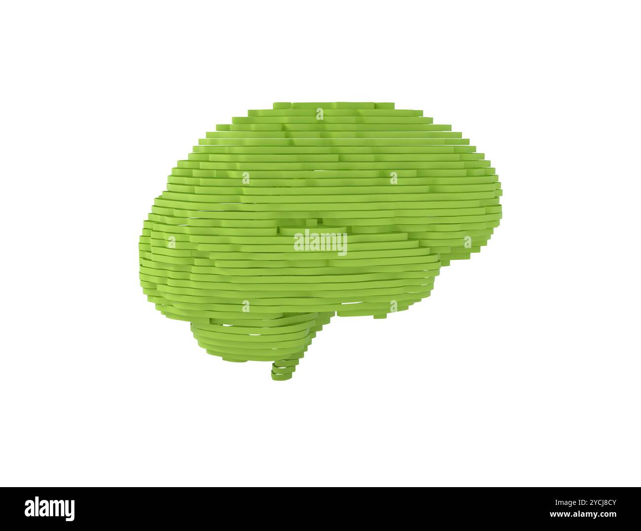 Cerveau humain coupé en petites couches. Isolé sur blanc Banque D'Images