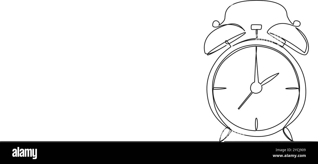 dessin simple ligne continu du réveil classique, illustration vectorielle de dessin au trait Illustration de Vecteur
