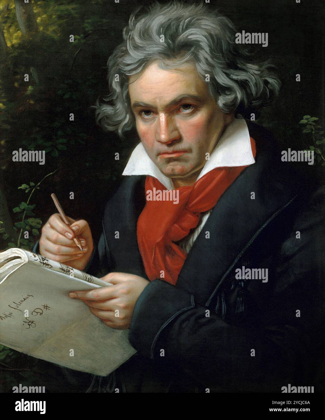 Joseph Karl Stieler peinture de Ludwig Van Beethoven avec le manuscrit de la Missa solemnis, 1820 - le portrait le plus classique de Beethoven - version plus propre Banque D'Images