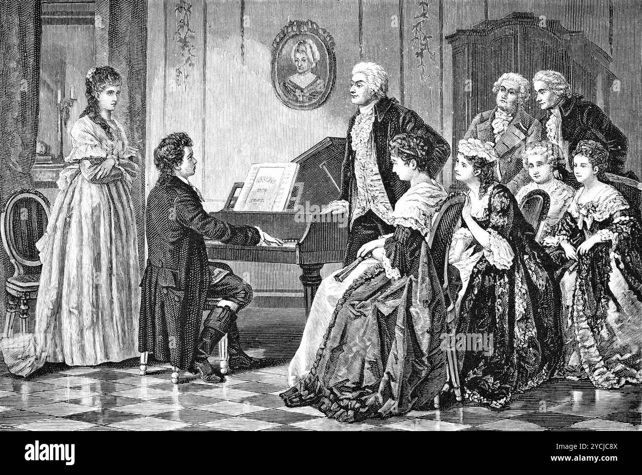 Mozart et Beethoven en 1787 (gravure sur acier) 1882, auteur inconnu - gravure Banque D'Images