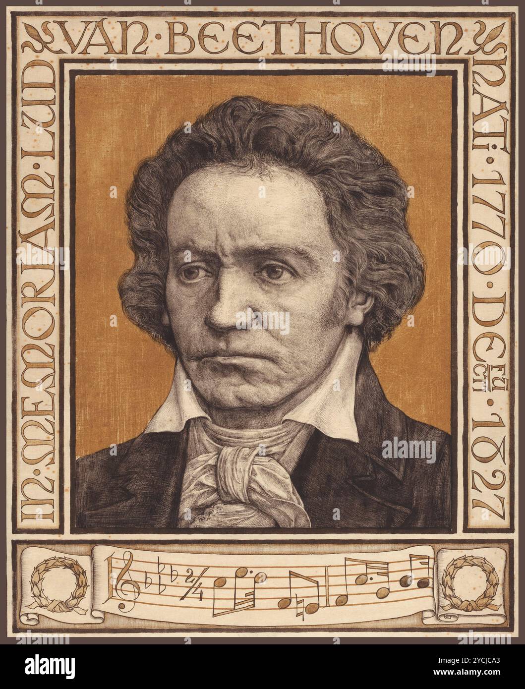 Portrait de Ludwig van Beethoven - par Antoon Derkinderen, affiche néerlandaise, c 1902 Banque D'Images