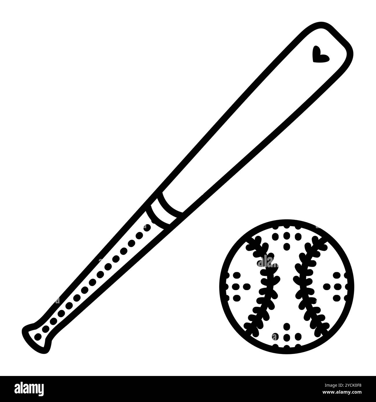 Batte et balle de baseball. Illustration monochrome vectorielle, icône des accessoires de sport, trait modifiable Illustration de Vecteur