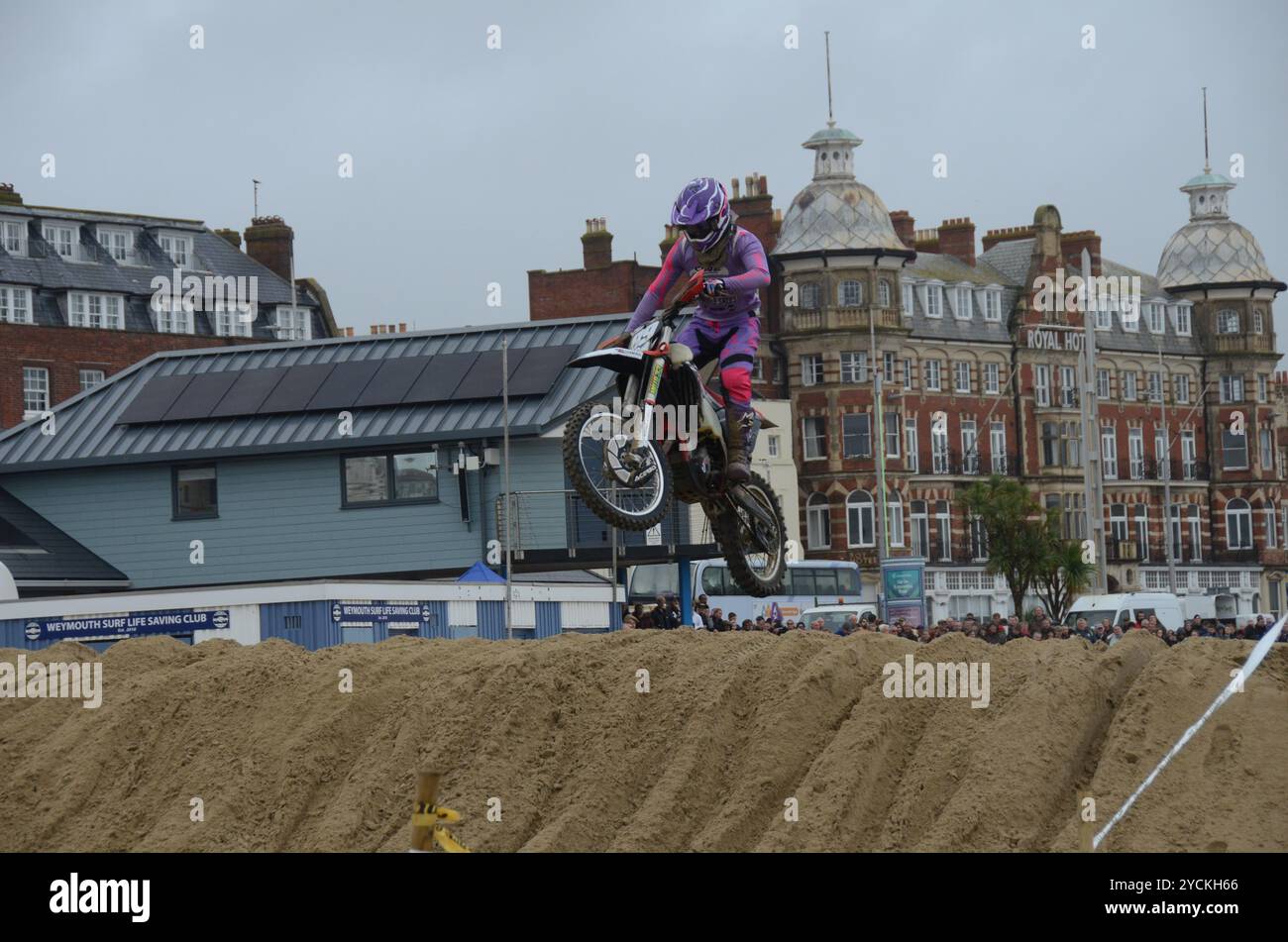Course de Motocross sur la plage Banque D'Images