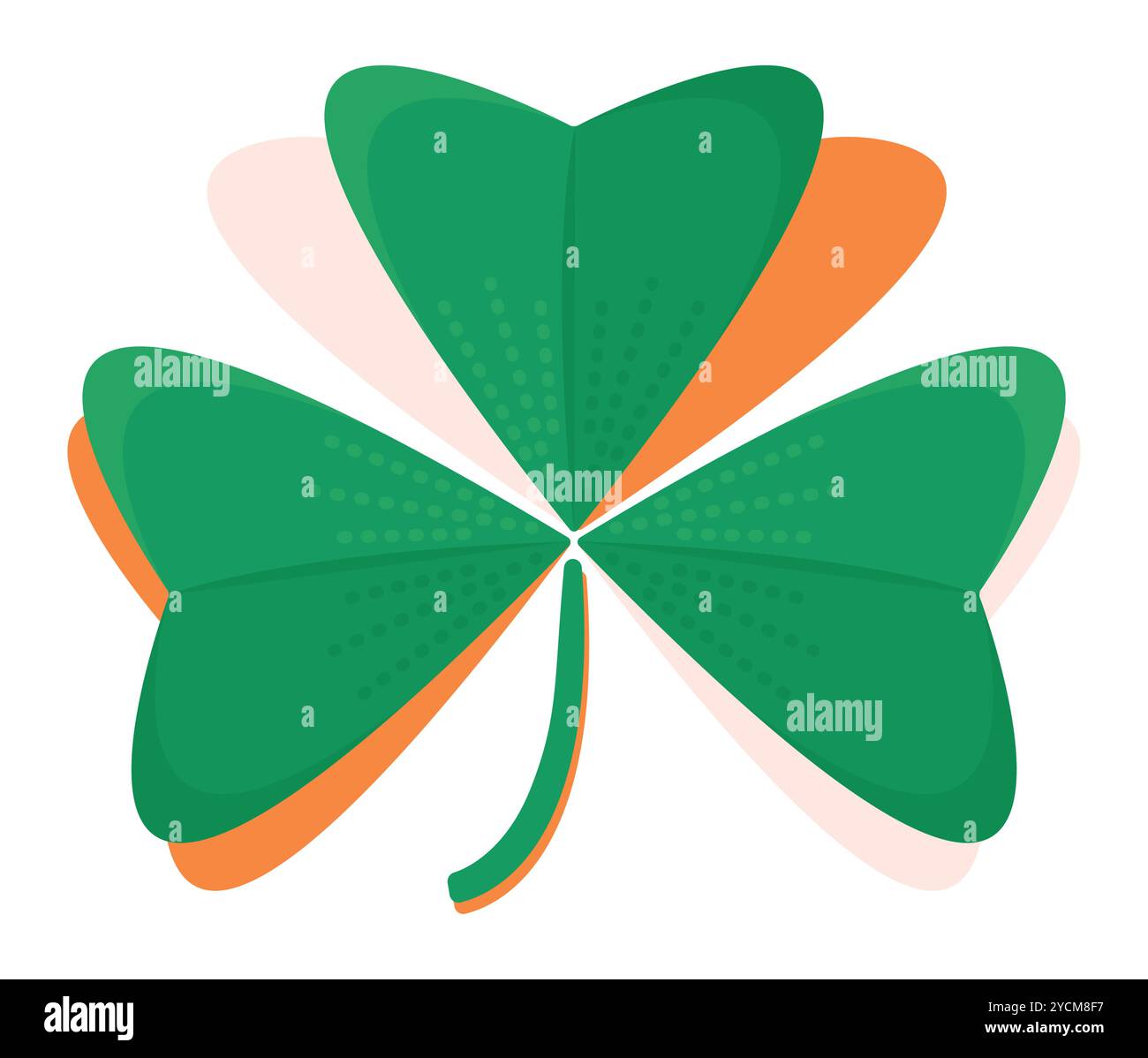 Trèfle irlandais coloré trèfle trèfle, feuille aux couleurs vert, blanc et orange comme un drapeau de l'Irlande, symbole de la Journée de Patrick, illustration vectorielle de couleur Illustration de Vecteur