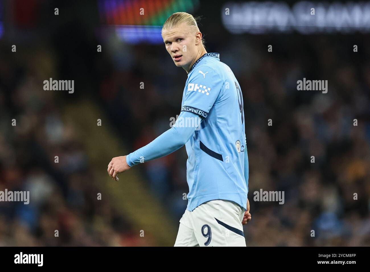 Erling Haaland de Manchester City lors de l'UEFA Champions League, League Stage Manchester City v Sparta Prague au stade Etihad, Manchester, Royaume-Uni, 23 octobre 2024 (photo Mark Cosgrove/News images) Banque D'Images