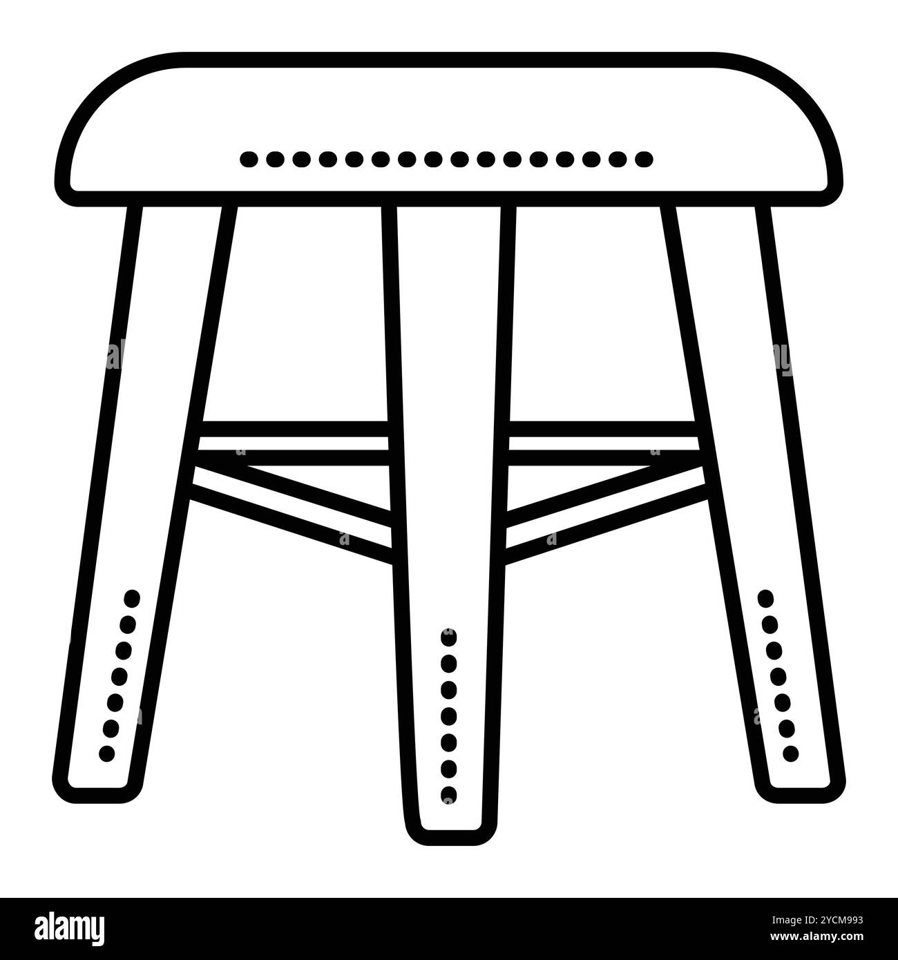 Tabouret sans dossier, meubles de maison, icône de ligne noire vectorielle unique. Contour signe monochrome, contour modifiable, pixel parfait Illustration de Vecteur