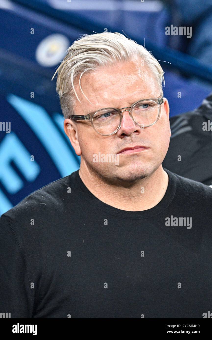 Stade Etihad, Manchester, Royaume-Uni. 23 octobre 2024. UEFA Champions League Football, Manchester City contre Sparta Prague ; Lars Friis, responsable de l'AC Sparta Prague Credit : action plus Sports/Alamy Live News Banque D'Images