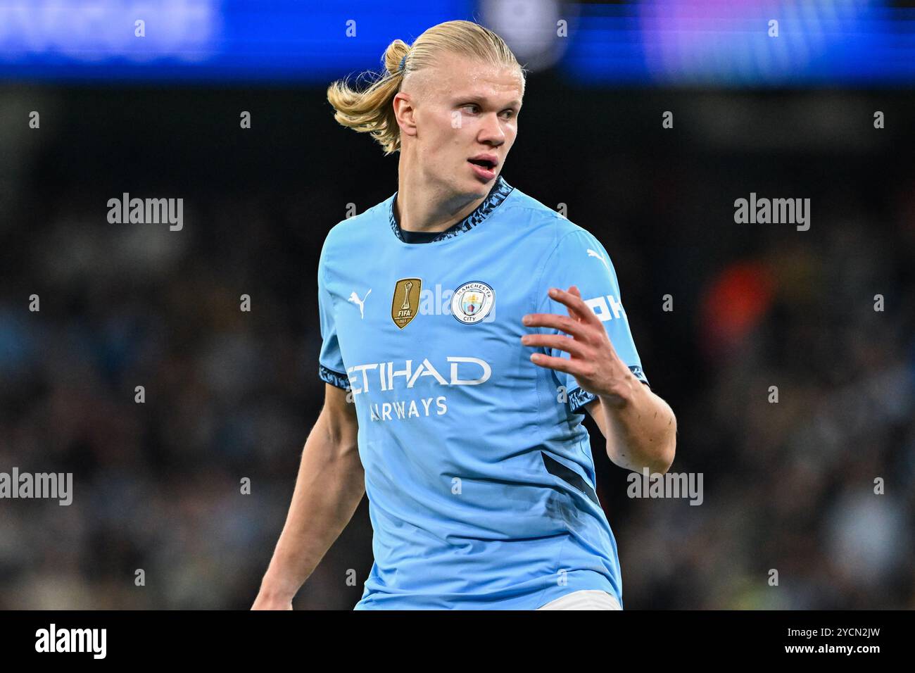 Erling Haaland de Manchester City lors de l'UEFA Champions League, League Stage Manchester City v Sparta Prague au stade Etihad, Manchester, Royaume-Uni, 23 octobre 2024 (photo de Cody Froggatt/News images) Banque D'Images