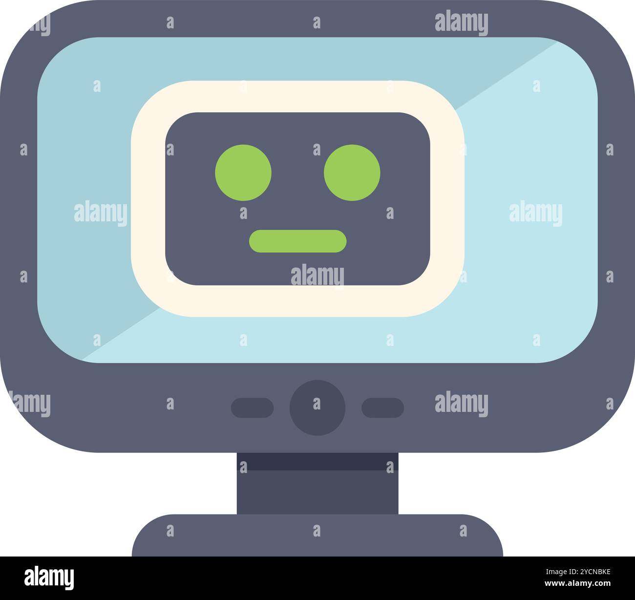 Le moniteur d'ordinateur affiche un visage de robot, représentant le concept de l'intelligence artificielle Illustration de Vecteur