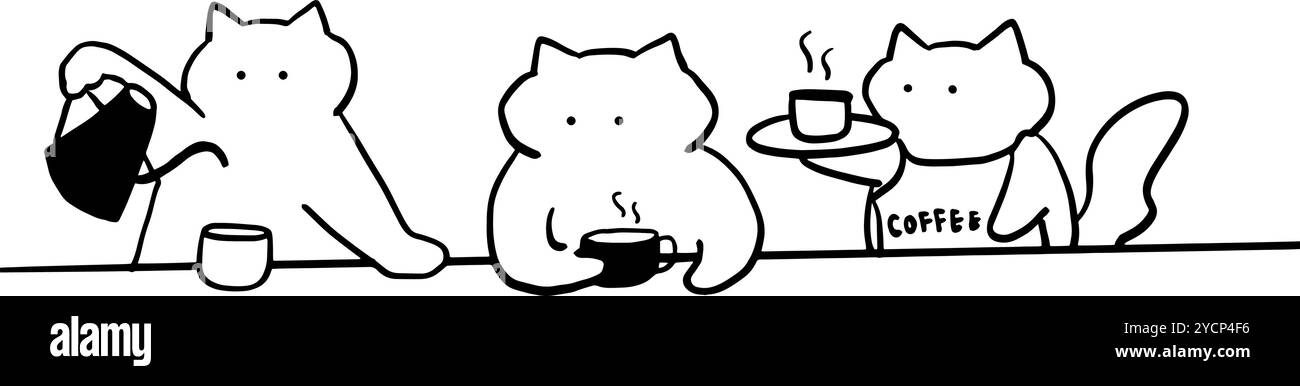 Cat x Coffee Set illustration | vecteur Doodle minimaliste mignon pour le café et les dessins sur le thème des animaux de compagnie Illustration de Vecteur Cat x Coffee Set illustration | vecteur Doodle minimaliste mignon pour le café et les dessins sur le thème des animaux de compagnie Illustration de Vecteur