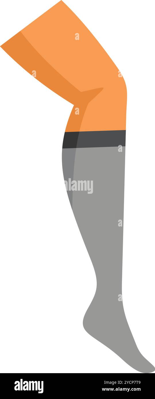 Illustration d'une jambe d'homme portant un bas de compression gris, favorisant la santé et le soulagement Illustration de Vecteur