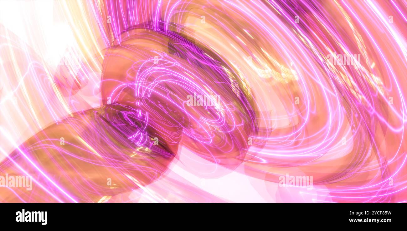 Sentiers lumineux tortueux rose et orange Banque D'Images