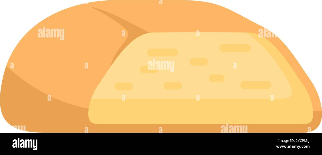 Illustration vectorielle simple d'un pain fraîchement cuit, tranché ouvert pour révéler un intérieur moelleux et moelleux Illustration de Vecteur