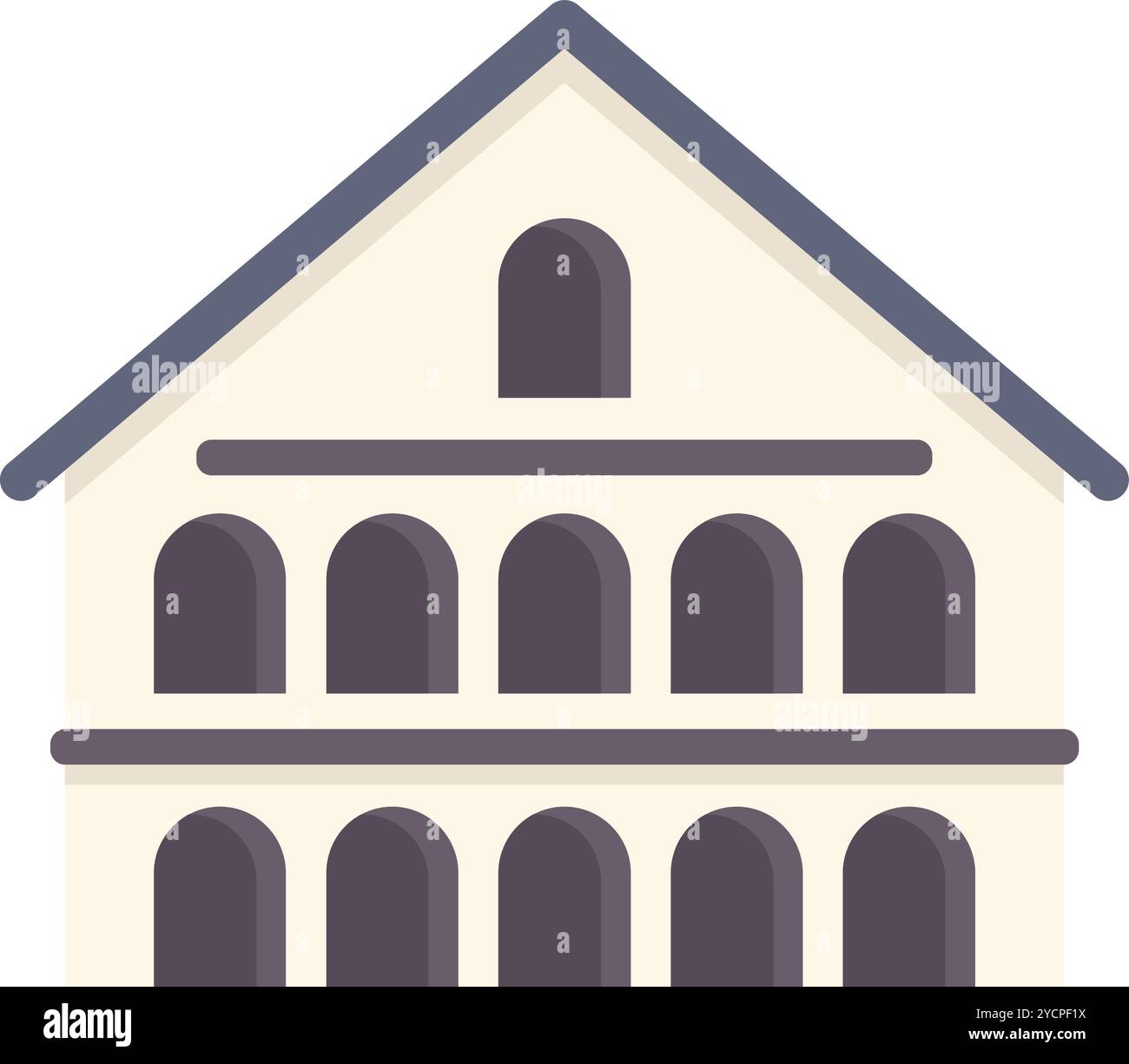 Icône d'illustration vectorielle plate simple d'un grand bâtiment de maison de grange isolé sur fond blanc Illustration de Vecteur