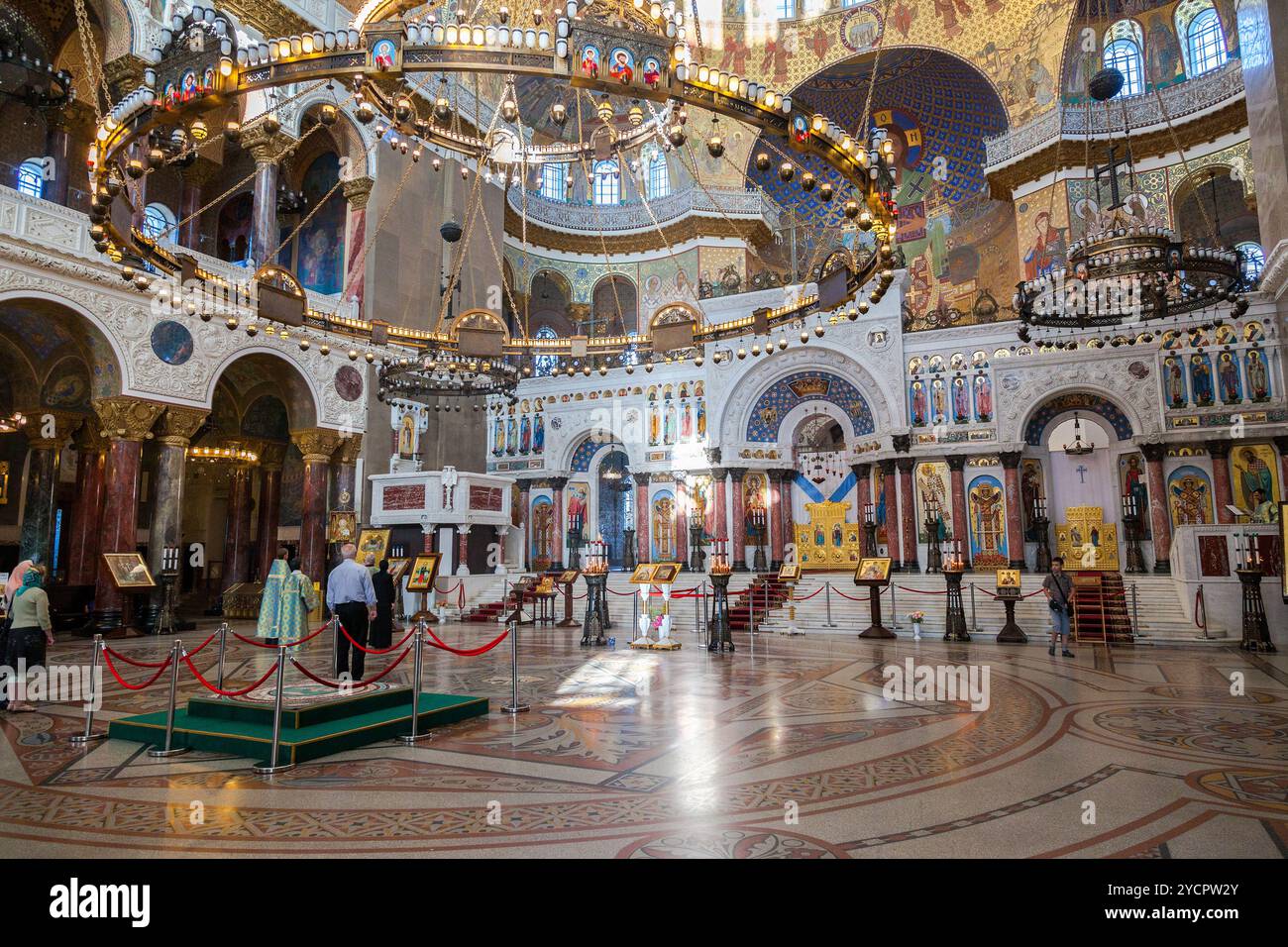 L'intérieur orné de la cathédrale navale de Saint Nicolas à Cronstadt Banque D'Images
