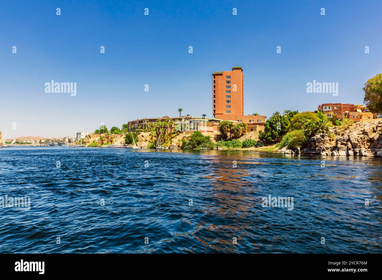 Vue de l'hôtel Old Cataract, Assouan, Egypte Banque D'Images