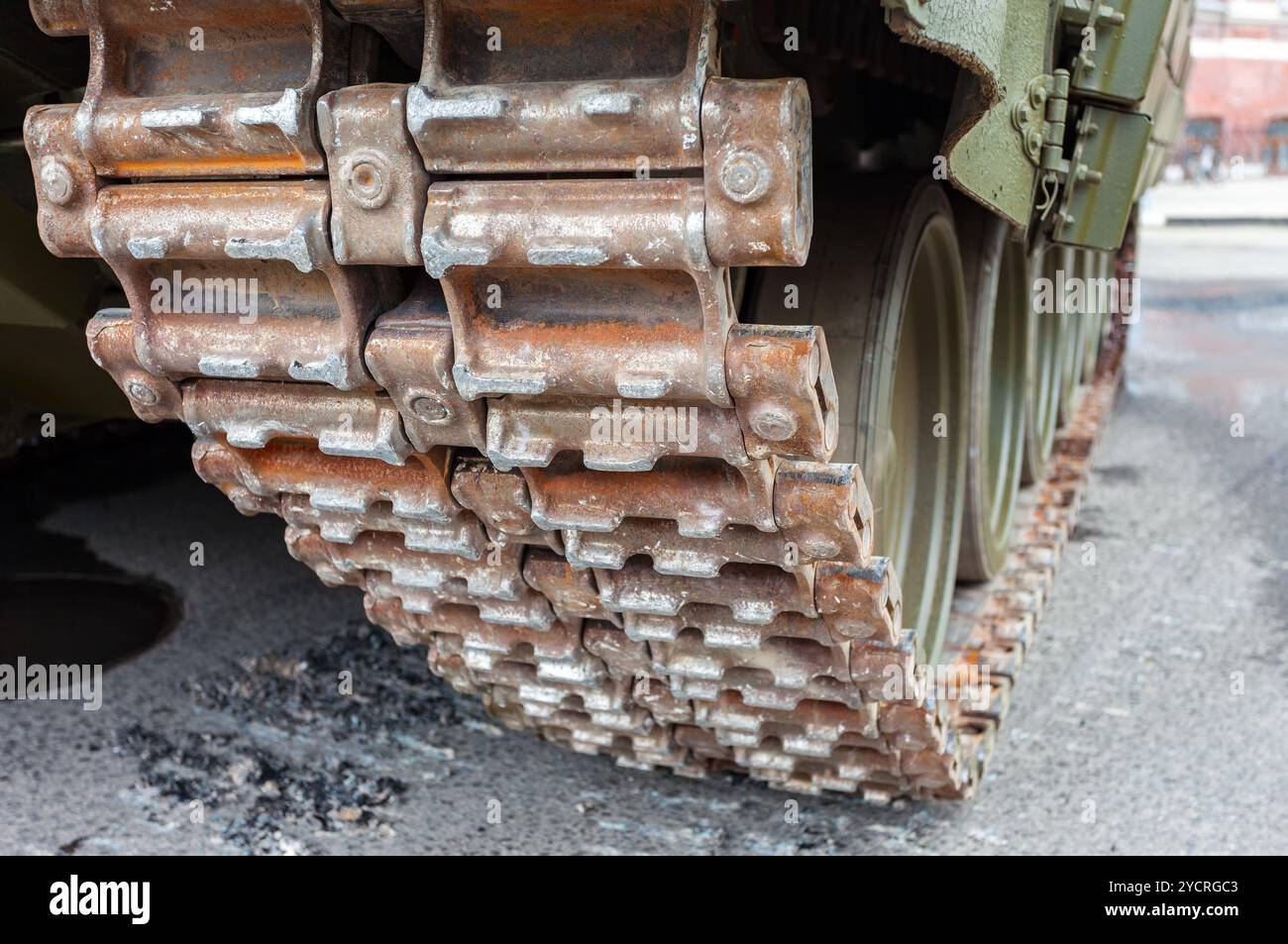 Vue rapprochée de Caterpillar de la Fédération de armored tank Banque D'Images