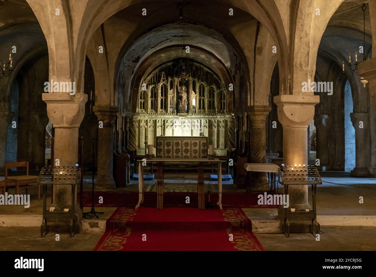 Canterbury, Royaume-Uni, 10 septembre 2022 : vue de la crypte souterraine à l'intérieur de la cathédrale de Canterbury, Europe Banque D'Images