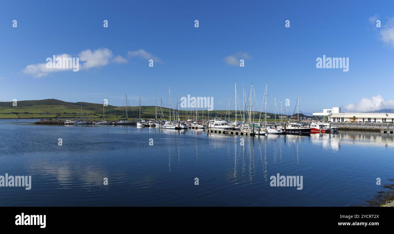 Dingle, Irlande, 7 août 2022 : vue de nombreux voiliers dans la marina et le port du village de Dingle dans le comté de Kerry, en Europe Banque D'Images