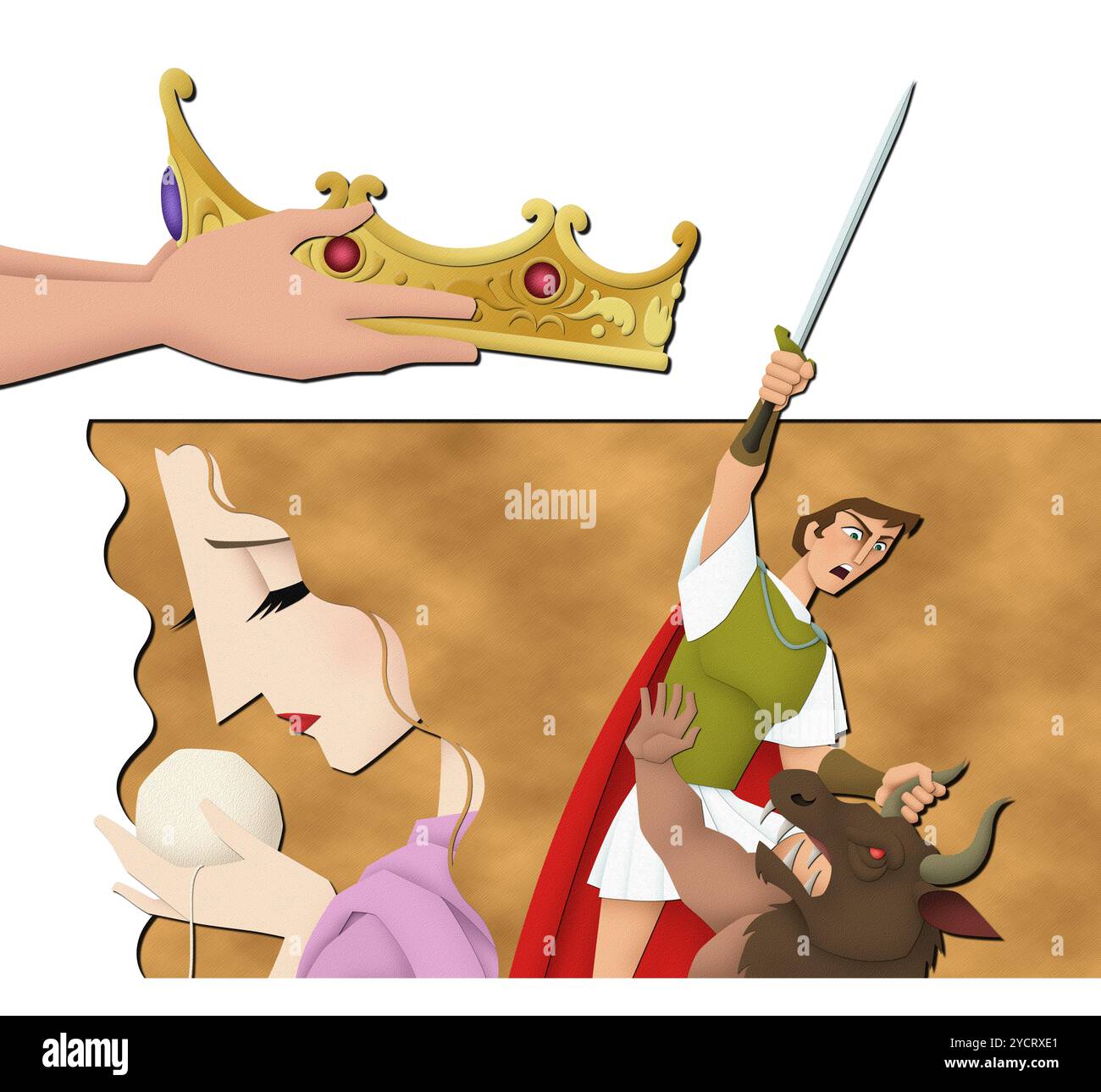 Du mythe du Flycatcher de Crested. Banque D'Images