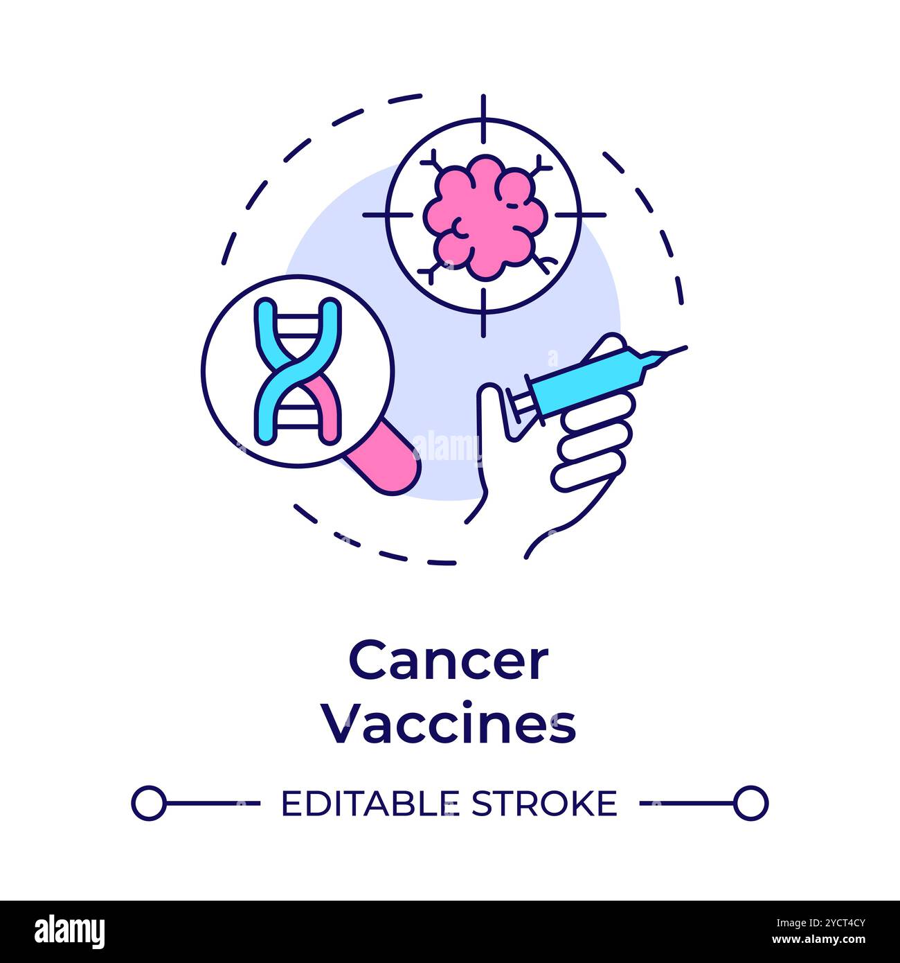 Icône de concept multicolore de vaccins contre le cancer Illustration de Vecteur