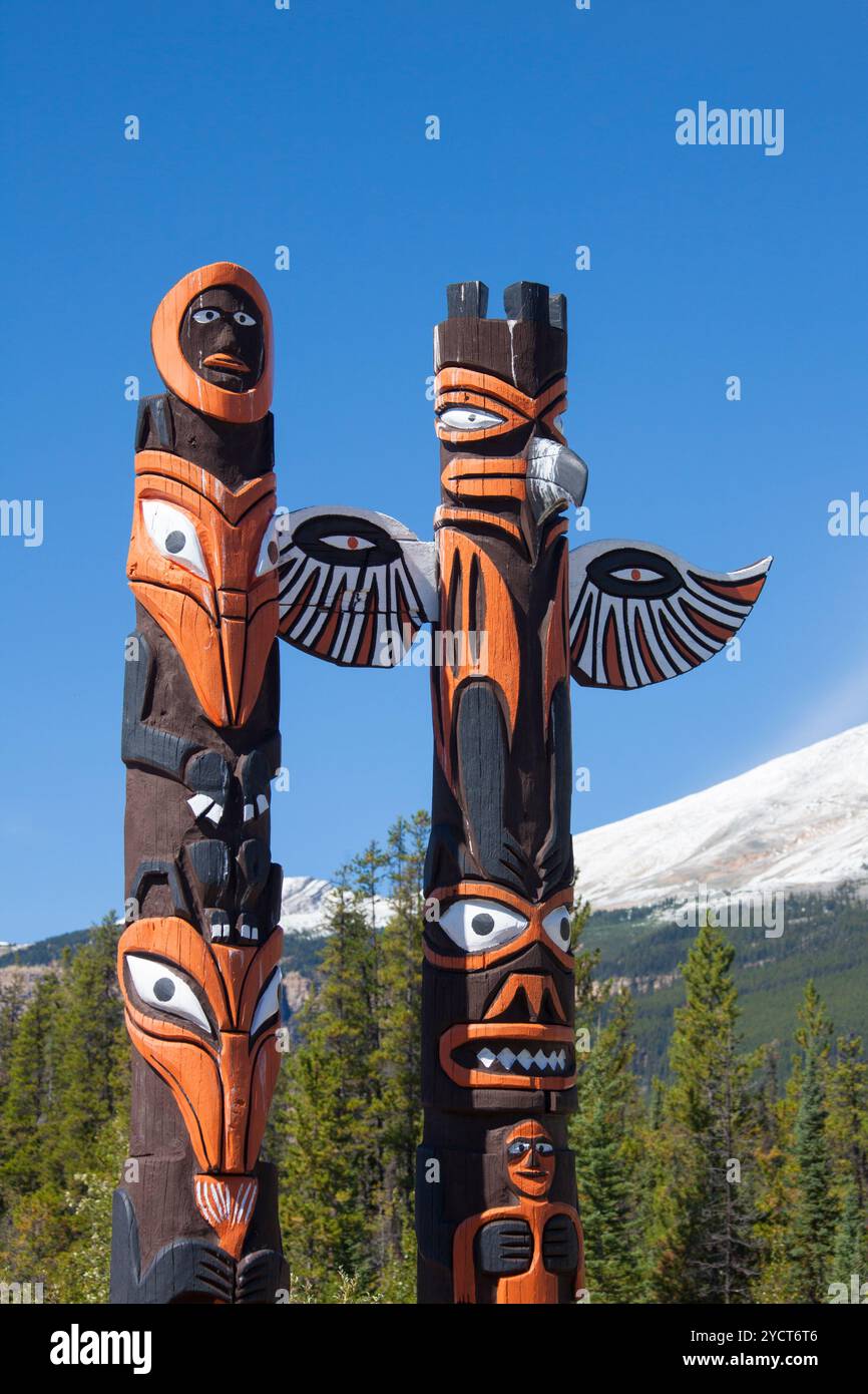Totem, Parc national Jasper, Alberta, Canada Banque D'Images