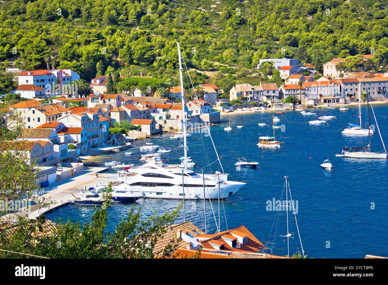 Île de Vis Vue aérienne de la baie de Plaisance Banque D'Images