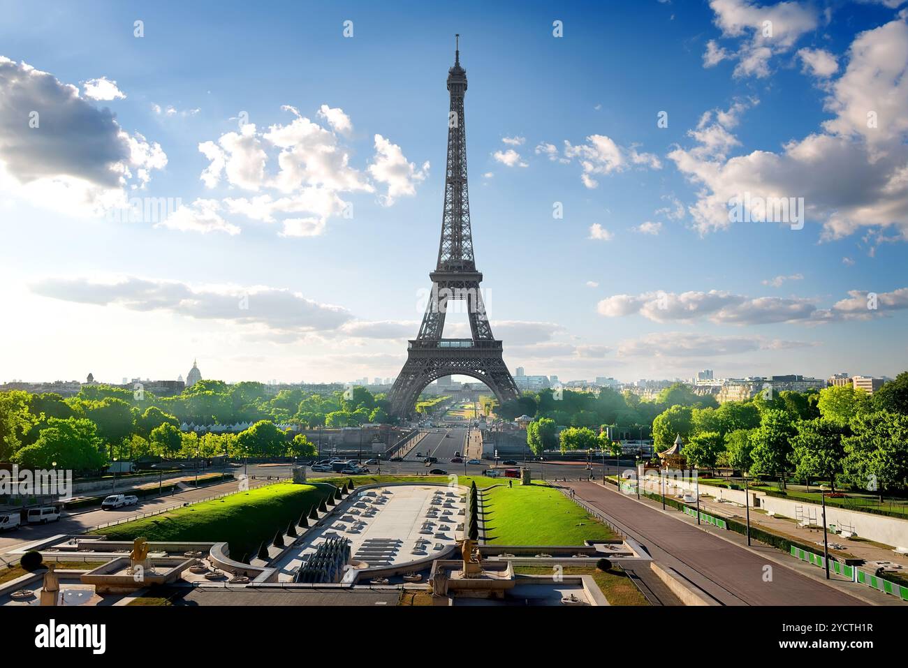 Tour Eiffel et parc Banque D'Images