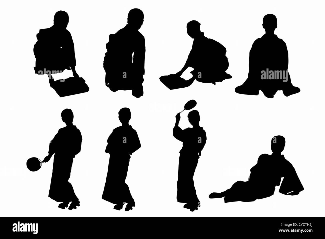 Silhouette de femme en kimono Banque D'Images