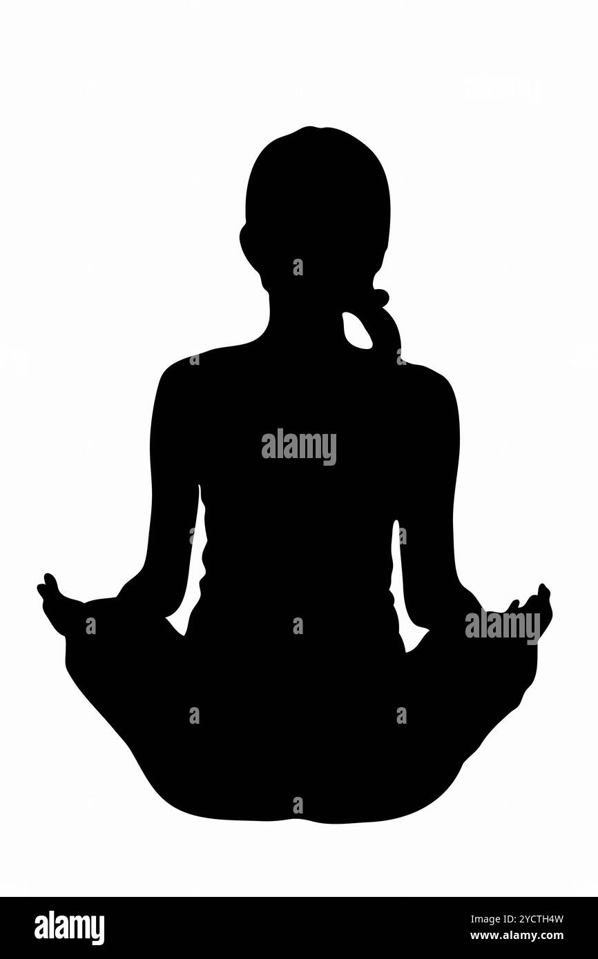 Silhouette en posture de yoga Banque D'Images