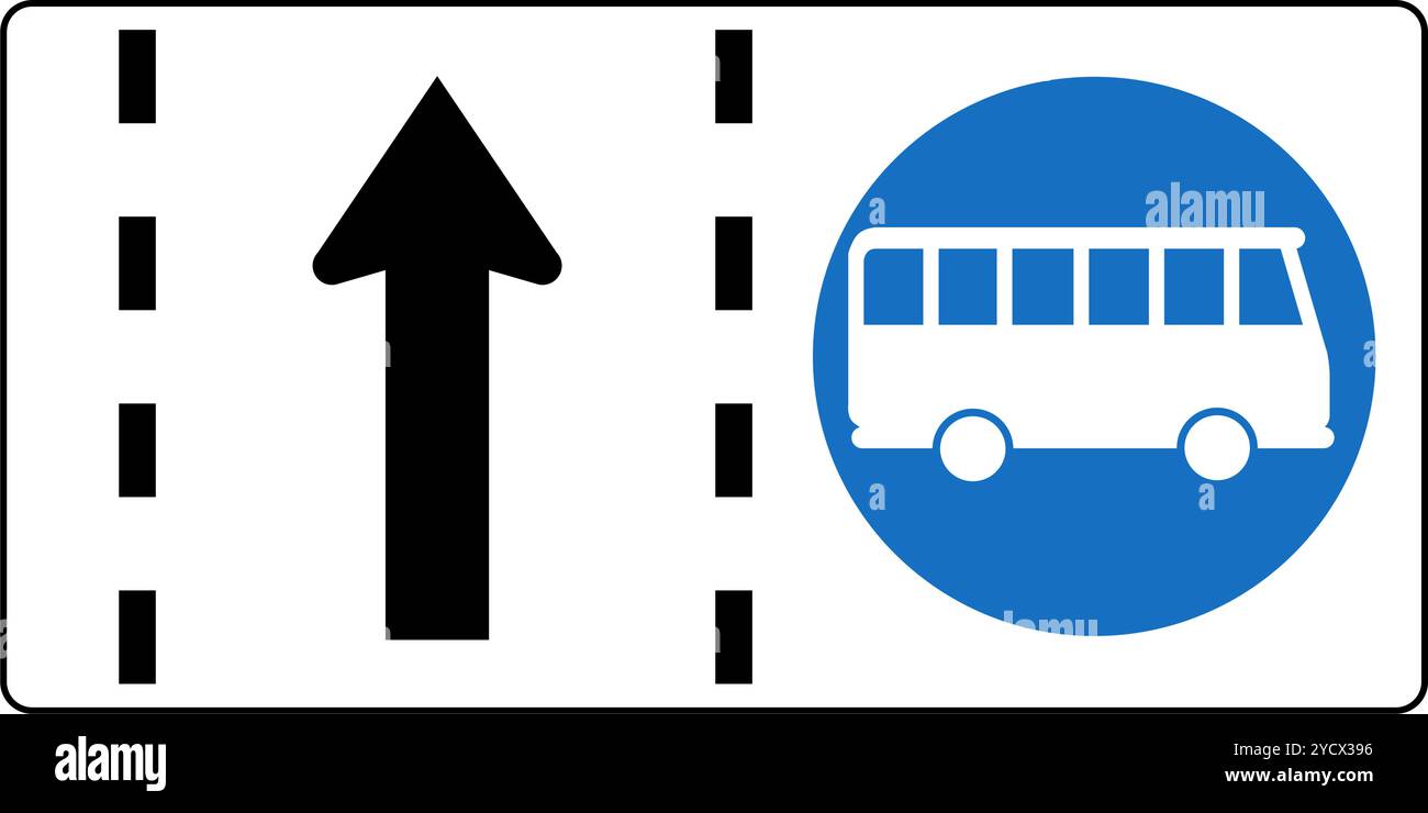 Voie réservée aux autobus urbains, panneaux d'information, panneaux routiers en Autriche (allemand : Straßenverkehrsordnung) Illustration de Vecteur
