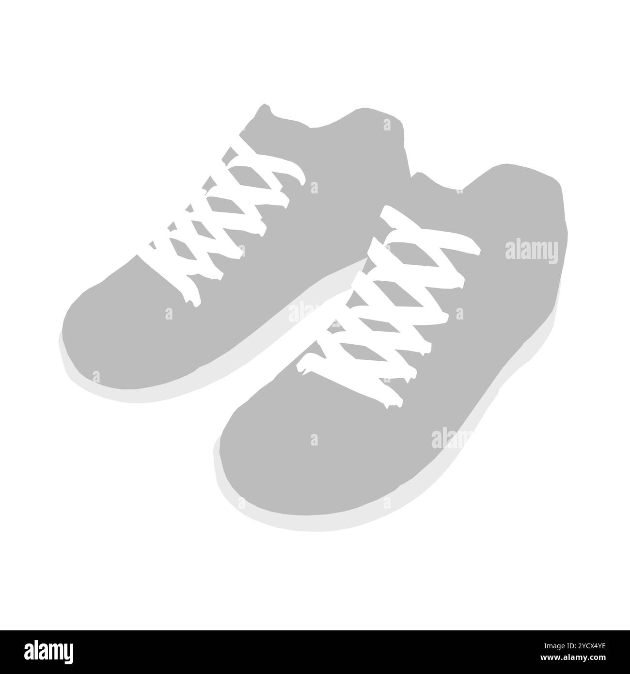 Illustration vectorielle de chaussures isolées sur fond blanc. Baskets montantes élégantes avec lacets au design classique noir et blanc. Vue isométrique Illustration de Vecteur