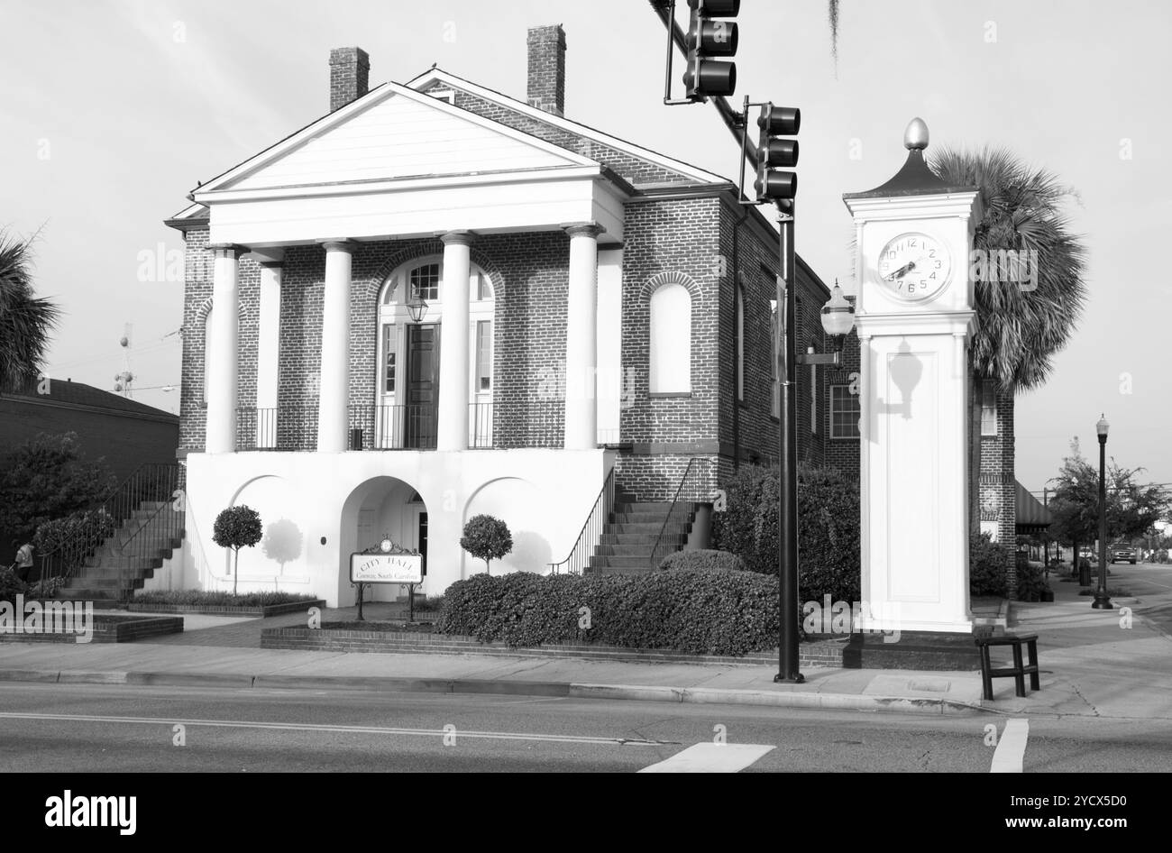 Extérieur de l'hôtel de ville historique à Conway, Caroline du Sud, États-Unis. Banque D'Images