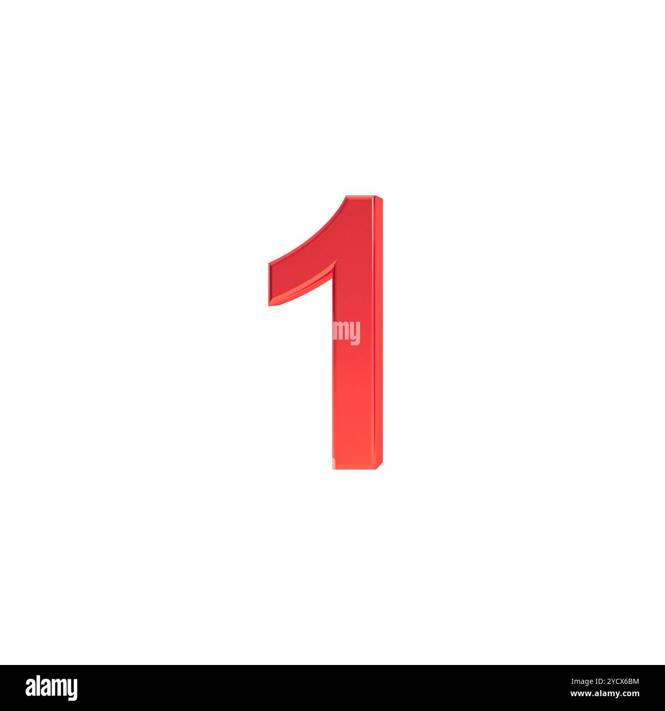 Signe numéro 1, symbole numéro un rouge 3d isolé sur fond blanc. Banque D'Images