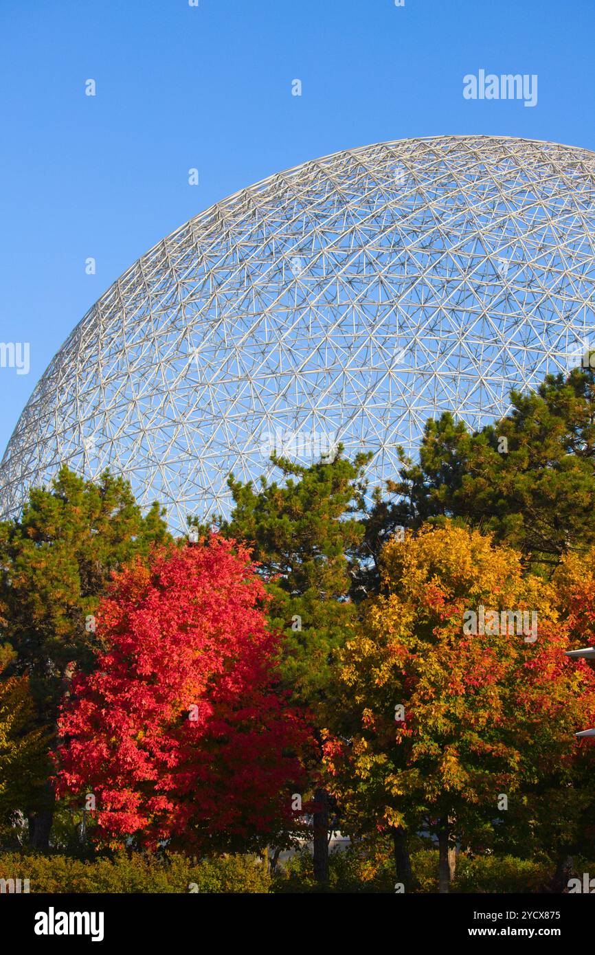 Canada, Québec, Montréal, Biosphère, Dôme géodésique, Buckminster Fuller architecte Banque D'Images