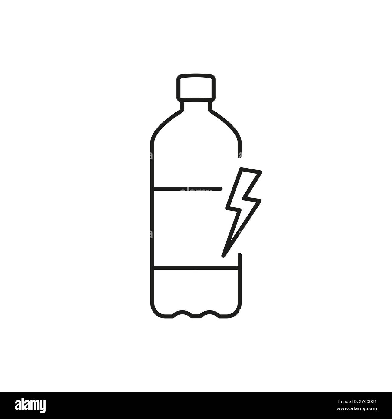 Icône de ligne de bouteille de boisson énergisante avec Lightning Bolt. Symbole de stimulation et d'amplification d'énergie. Illustration vectorielle isolée Illustration de Vecteur