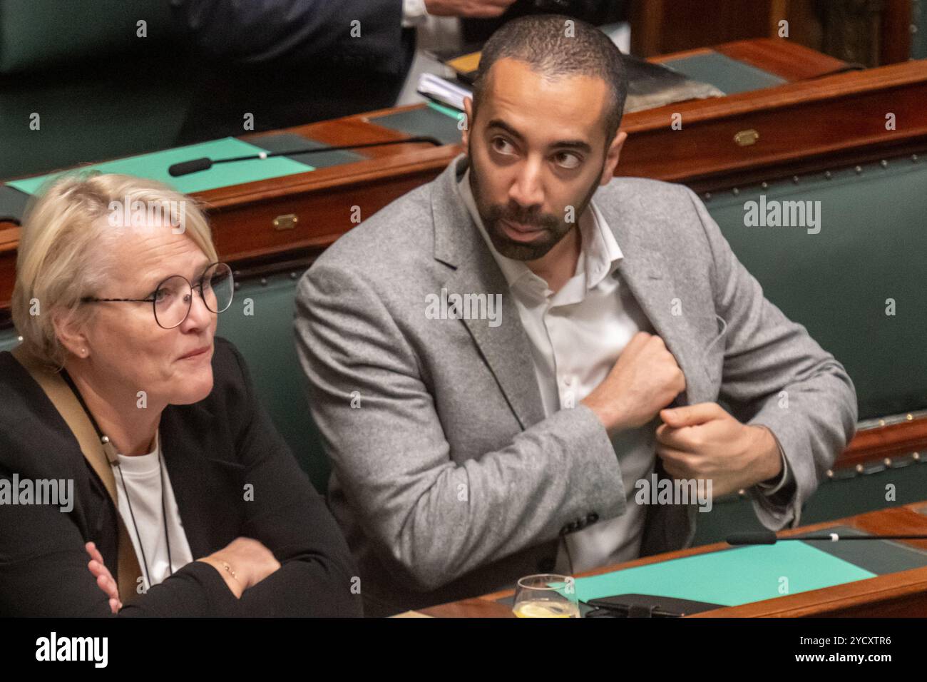 Bruxelles, Belgique. 24 octobre 2024. Sammy Mahdi de CD&V est photographié lors d'une session plénière de la Chambre au parlement fédéral, à Bruxelles, le jeudi 24 octobre 2024. BELGA PHOTO JONAS ROOSENS crédit : Belga News Agency/Alamy Live News Banque D'Images