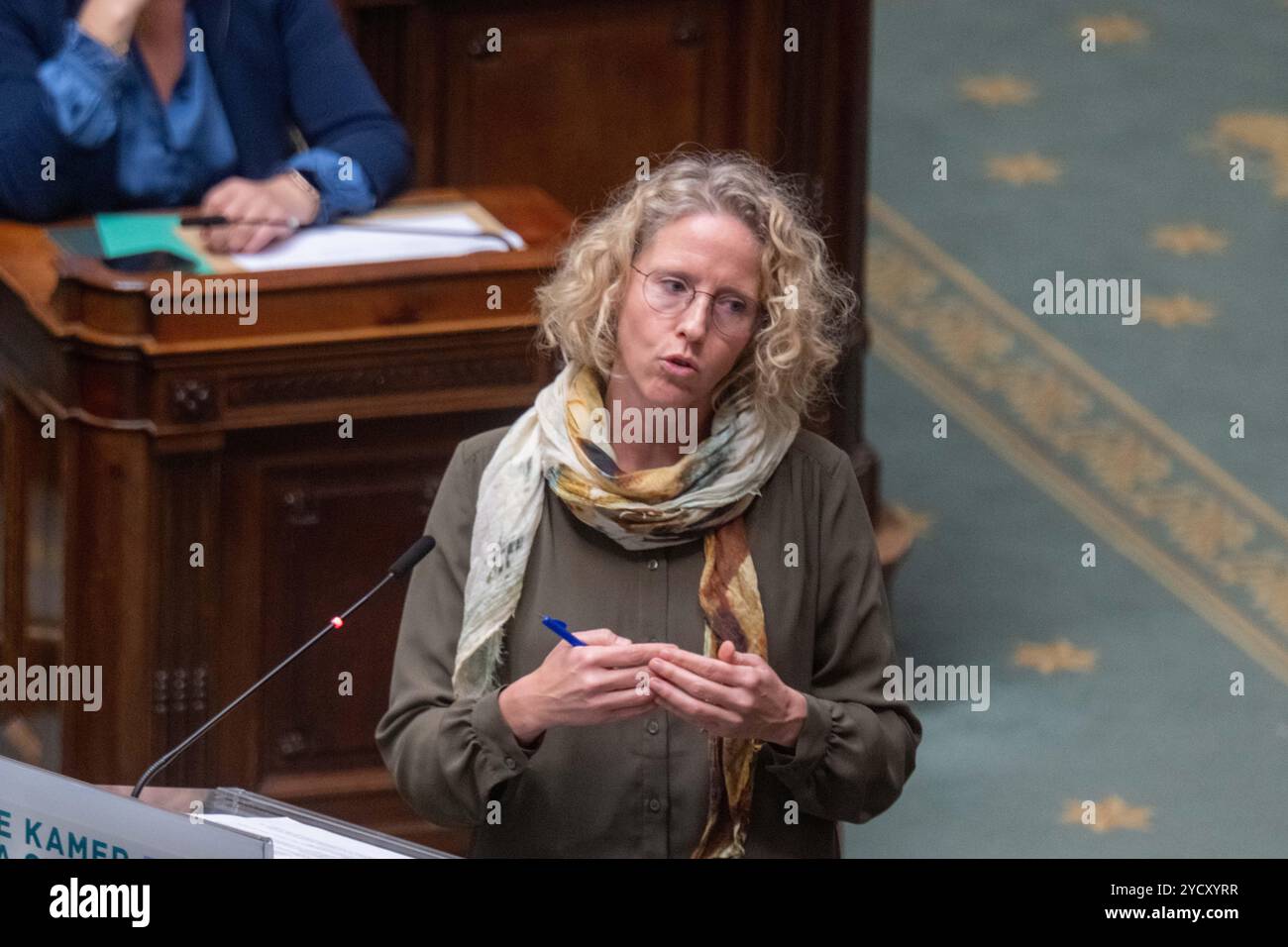 Bruxelles, Belgique. 24 octobre 2024. Greet Daems du PTB est photographié lors d'une séance plénière de la Chambre au parlement fédéral, à Bruxelles, le jeudi 24 octobre 2024. BELGA PHOTO JONAS ROOSENS crédit : Belga News Agency/Alamy Live News Banque D'Images