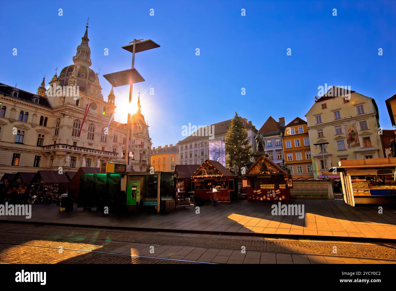 Ville de Graz Hauptplatz square principale vue du marché Banque D'Images