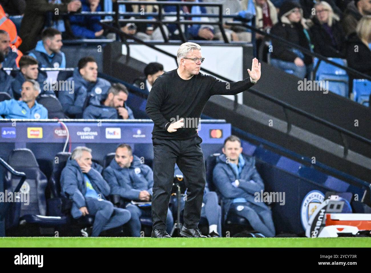 Stade Etihad, Manchester, Royaume-Uni. 23 octobre 2024. UEFA Champions League Football, Manchester City contre Sparta Prague ; Lars Friis, responsable de l'AC Sparta Prague Credit : action plus Sports/Alamy Live News Banque D'Images
